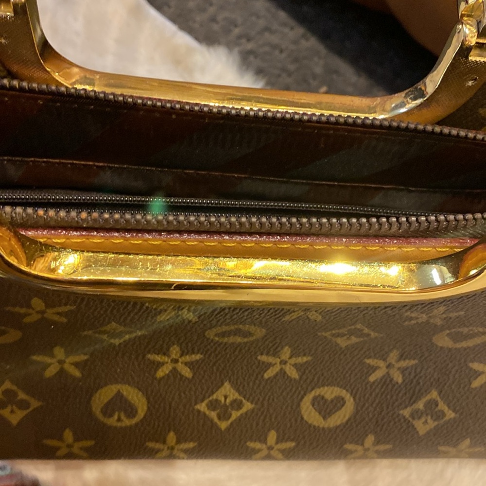 VANTAGE LANY HANDBAG PURSE BROWN RECTANGLE GOLD - Picture 3 of 6